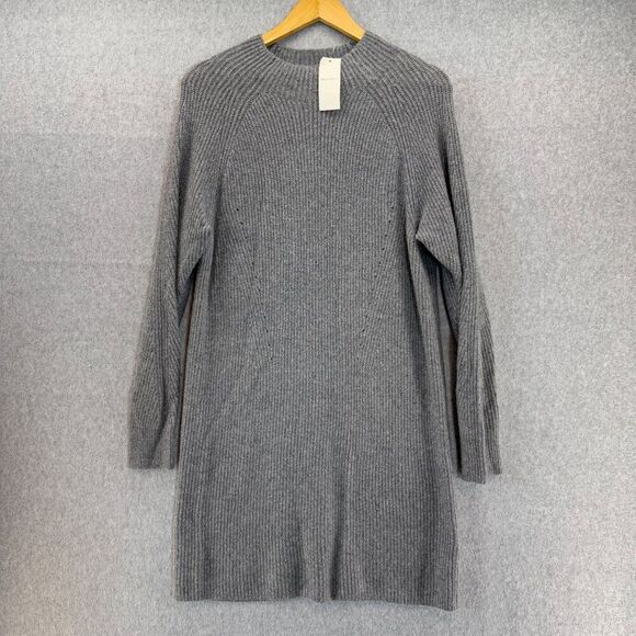 NWT Abercrombie & Fitch Gray Sweater Dress Wool‎ Blend Women's Large Petite Soft - Picture 1 of 12